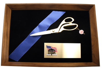 25 Blue Ribbon Cutting Scissors with Gold Blades - Engraving